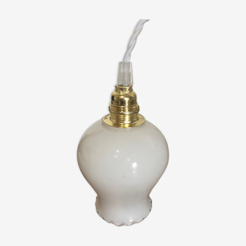 Vintage white glass pendant lamp