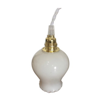 Vintage white glass pendant lamp