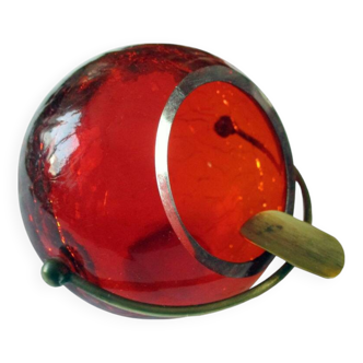 Vintage Ashtray • Frosted Crystal • Copper • Marita Voigt • Harzkristall • Space Age • 1970