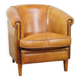Sheepskin Leather Club Chair with a Warm Color