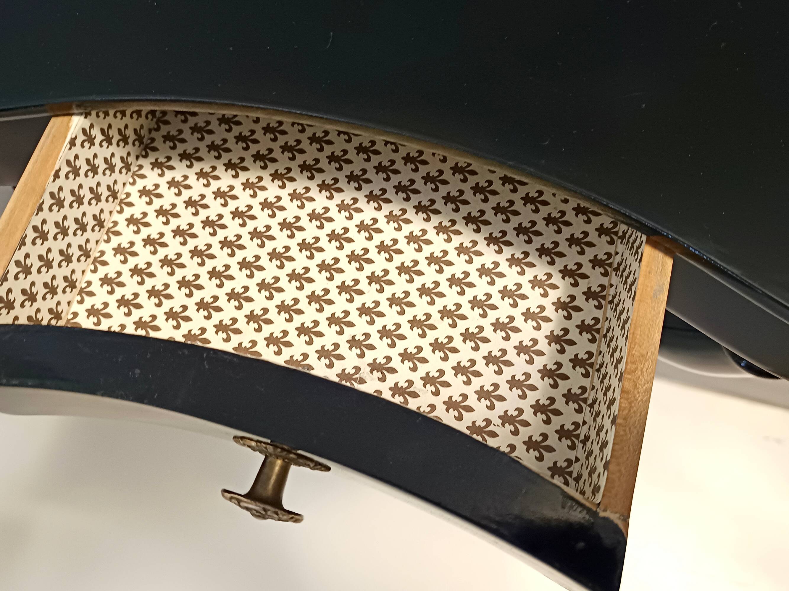 Pair of Black Wall-Mounted Console Tables / Nightstands attr. to Ulrich