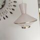 UFO suspension, vintage glass ceiling light, pink and gold