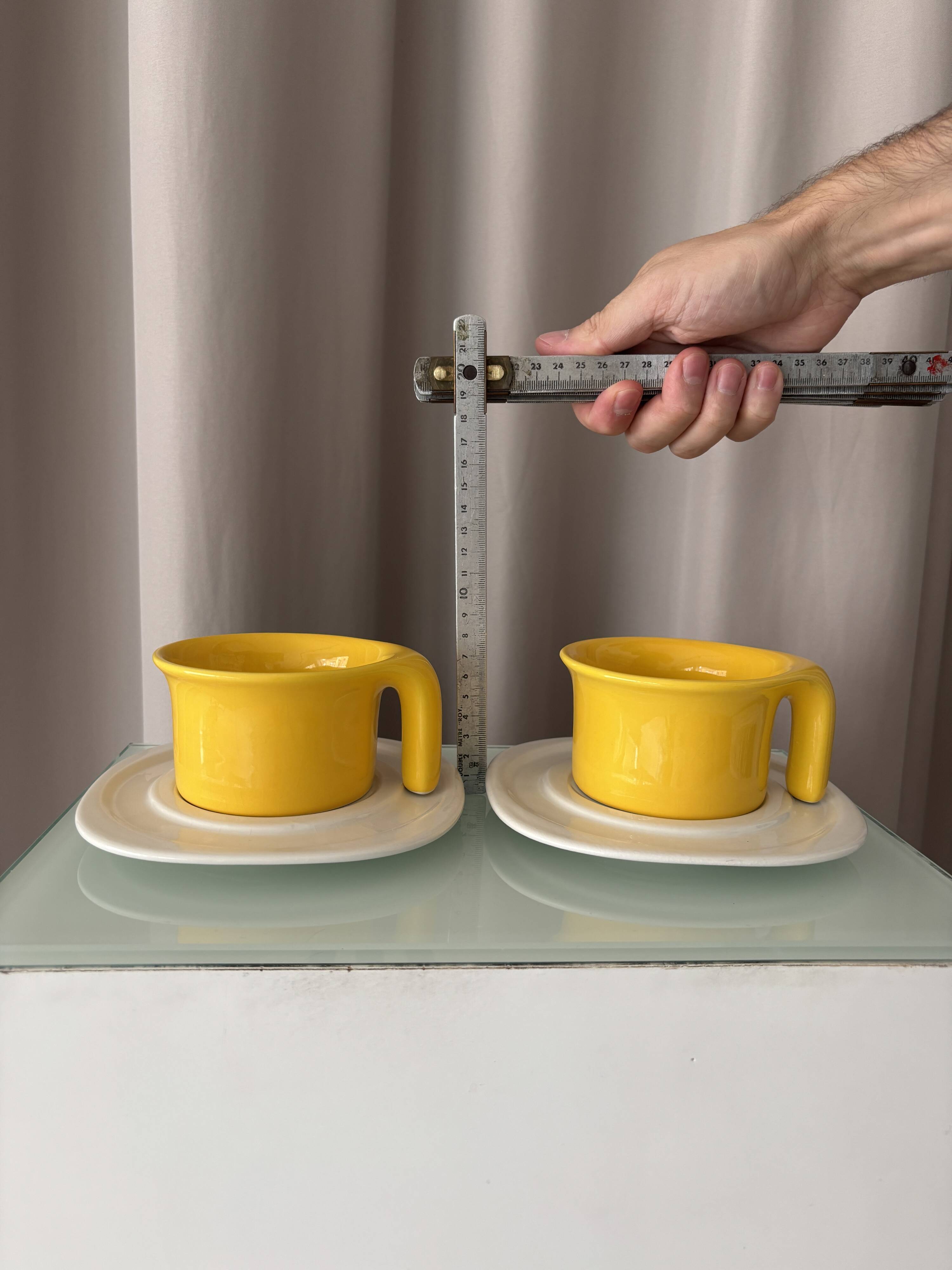 Pair of Jean Fasseaux Ceramic Coffee Cups with Saucers – Belgium, 1970s