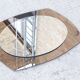 Vintage mirror bi-toned smoky contour Italy 1970s 58x73cm