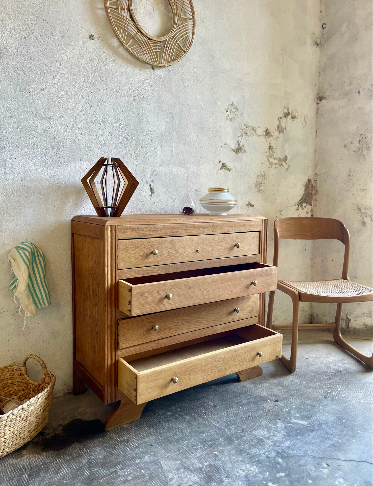 Commode vintage bois - années 50/60 – 4 tiroirs