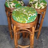 3 vintage high rattan bar stools 1970