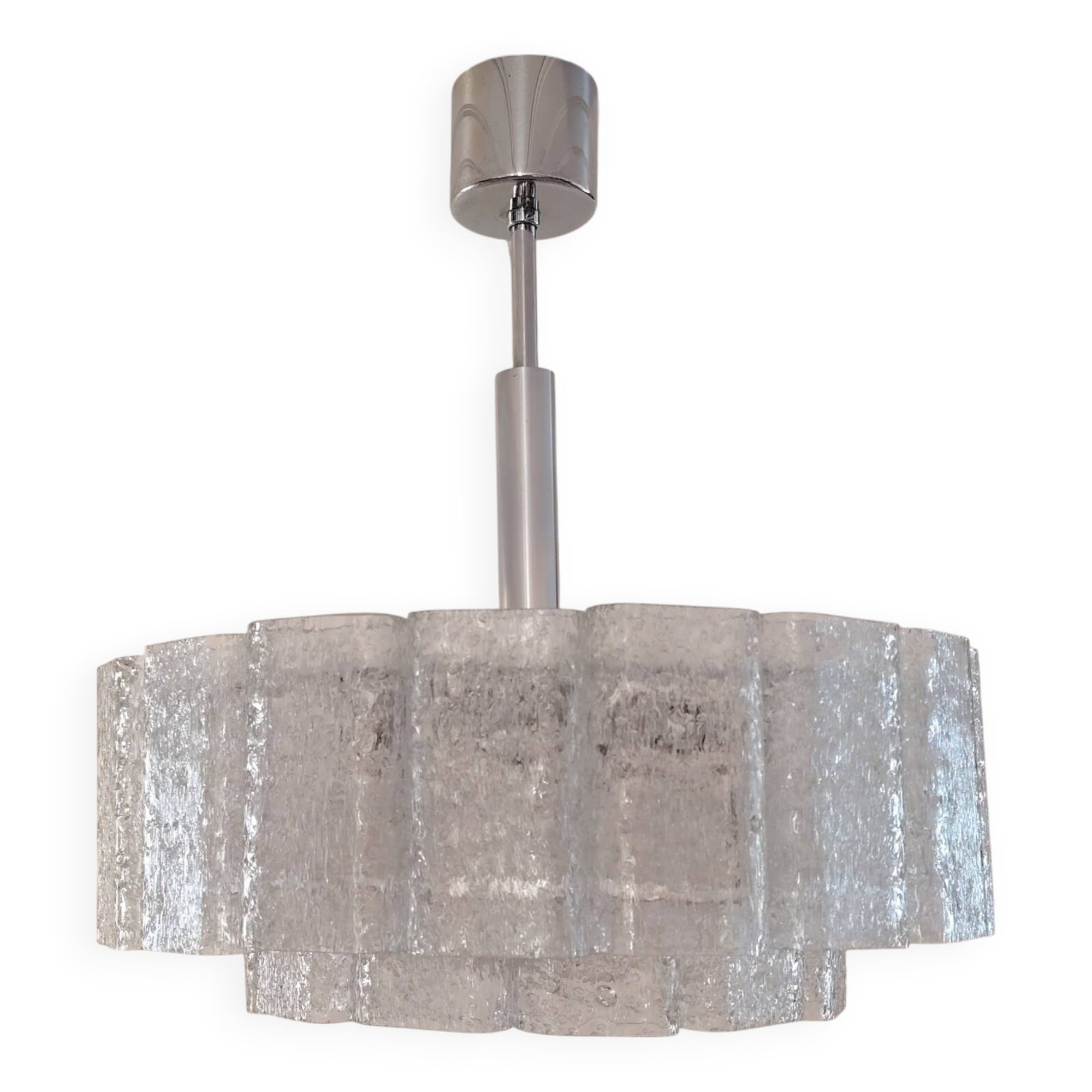 Large frosted glass chandelier Doria Leuchten 70's