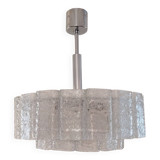 Large frosted glass chandelier Doria Leuchten 70's