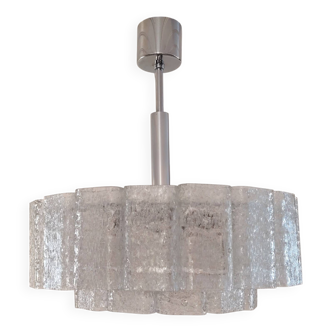 Large frosted glass chandelier Doria Leuchten 70's