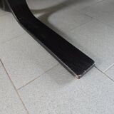 Scandinavian 2-seater sofa 1970s vintage in black leather and curved wood