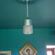 Vintage pendant light, glass and metal pendant light, ceiling lamp, interior decoration