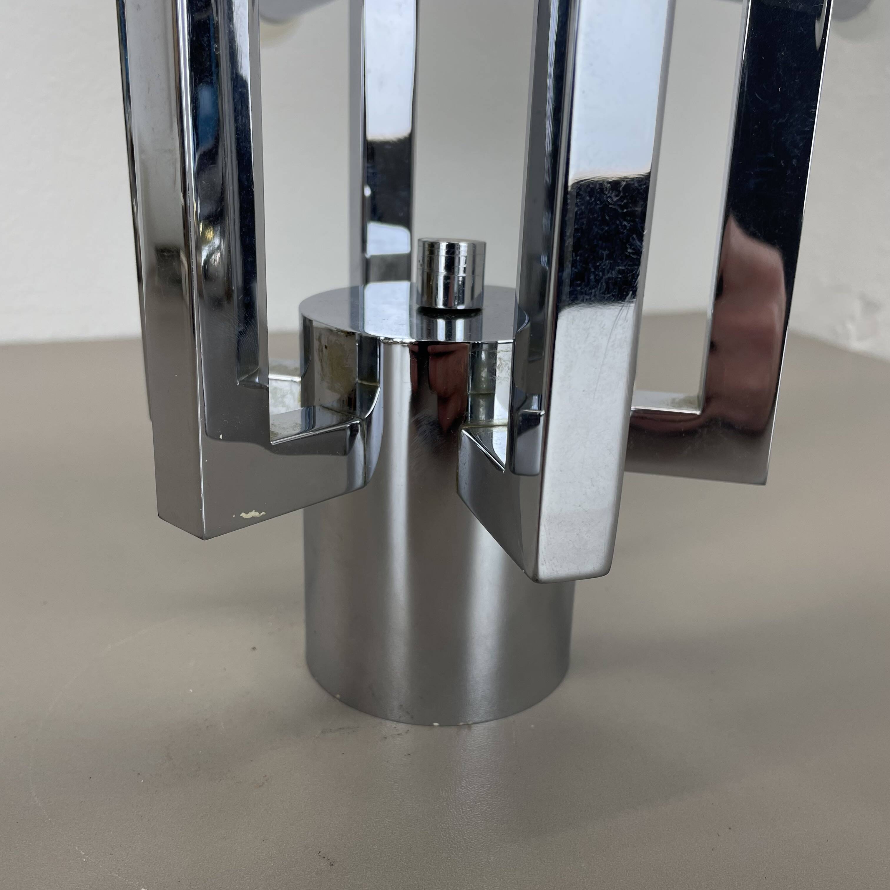 Modernist Huge chromed SPUTNIK Sciolari Style Ceiling Light, Italy, 1970s