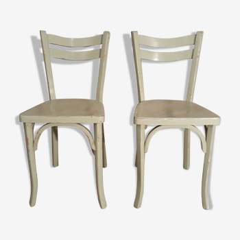 Paire de chaises Baumann N° 56 peintes