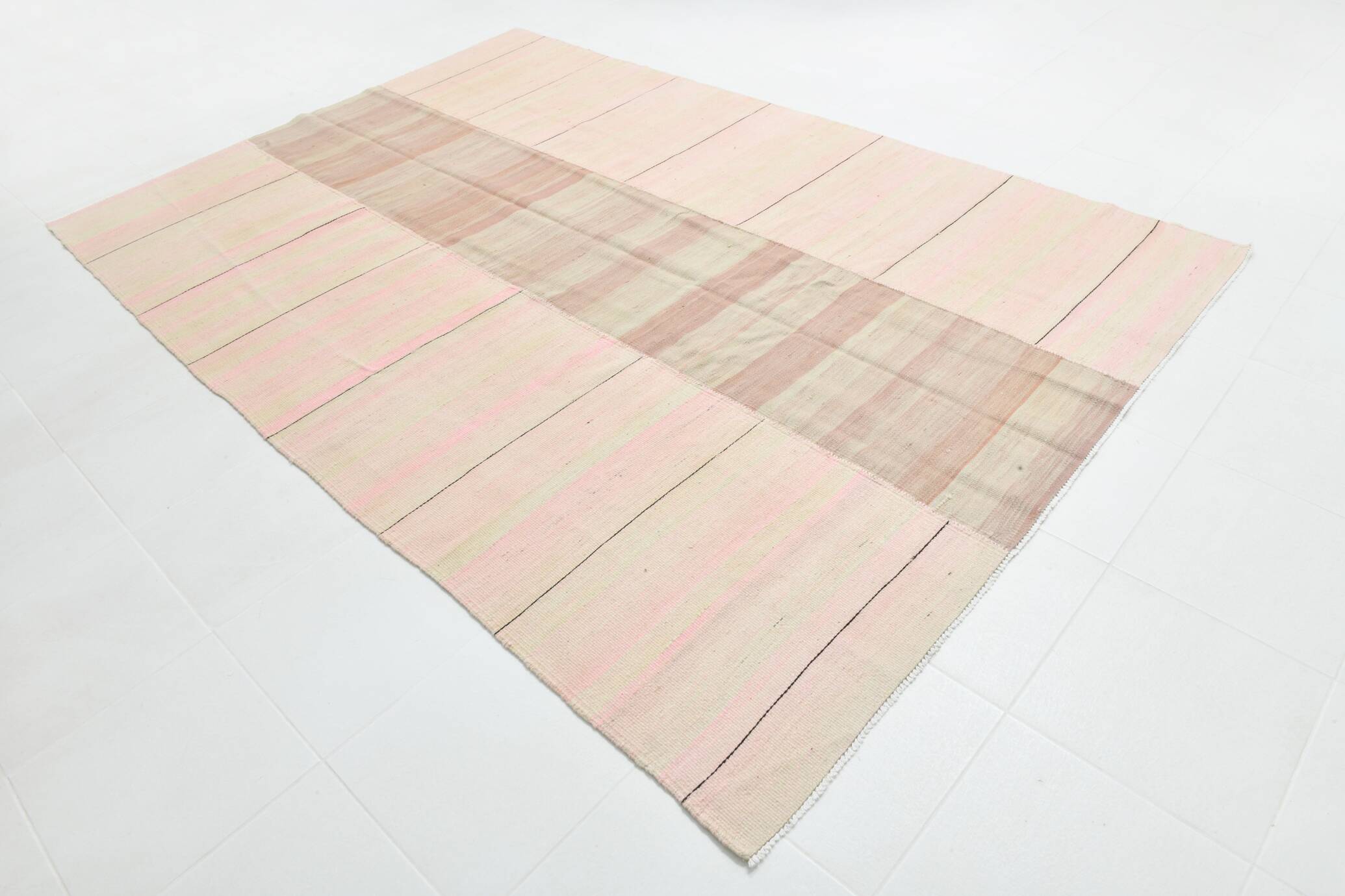 Tapis Kilim vintage noué à la main 7x11, 217x321 cm