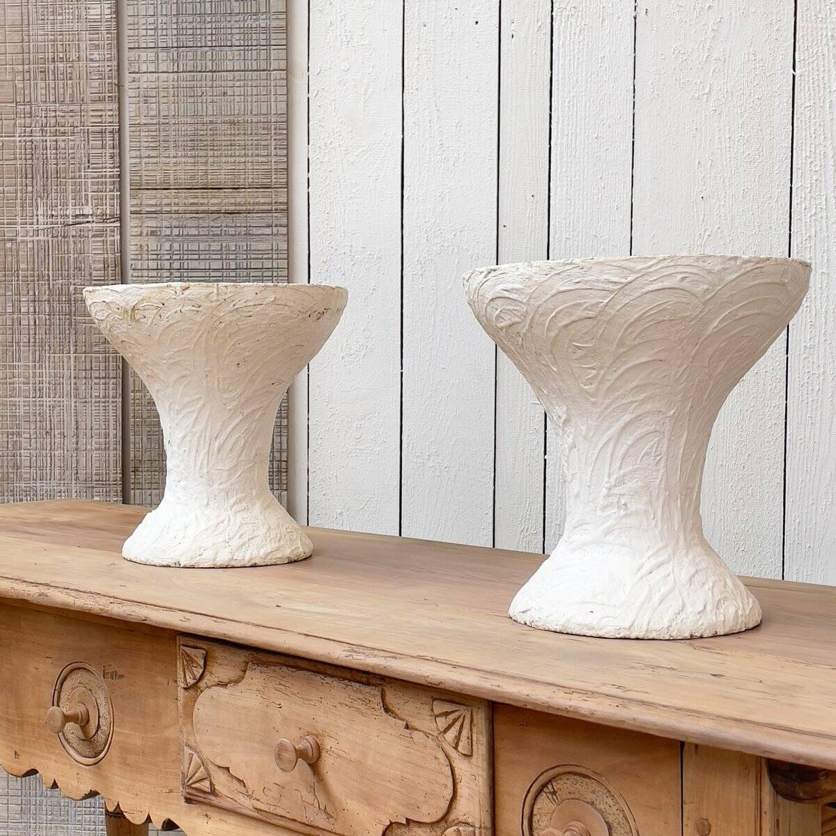 Concrete Garden Vases, 1950s, Set of 2