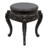 Chinese Qing Dynasty Carved Dragon Table, Ebonized Hardwood