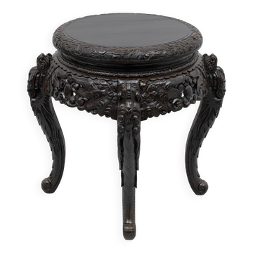 Chinese Qing Dynasty Carved Dragon Table, Ebonized Hardwood