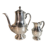 Louis XVI style silver-plated teapot and milk jug