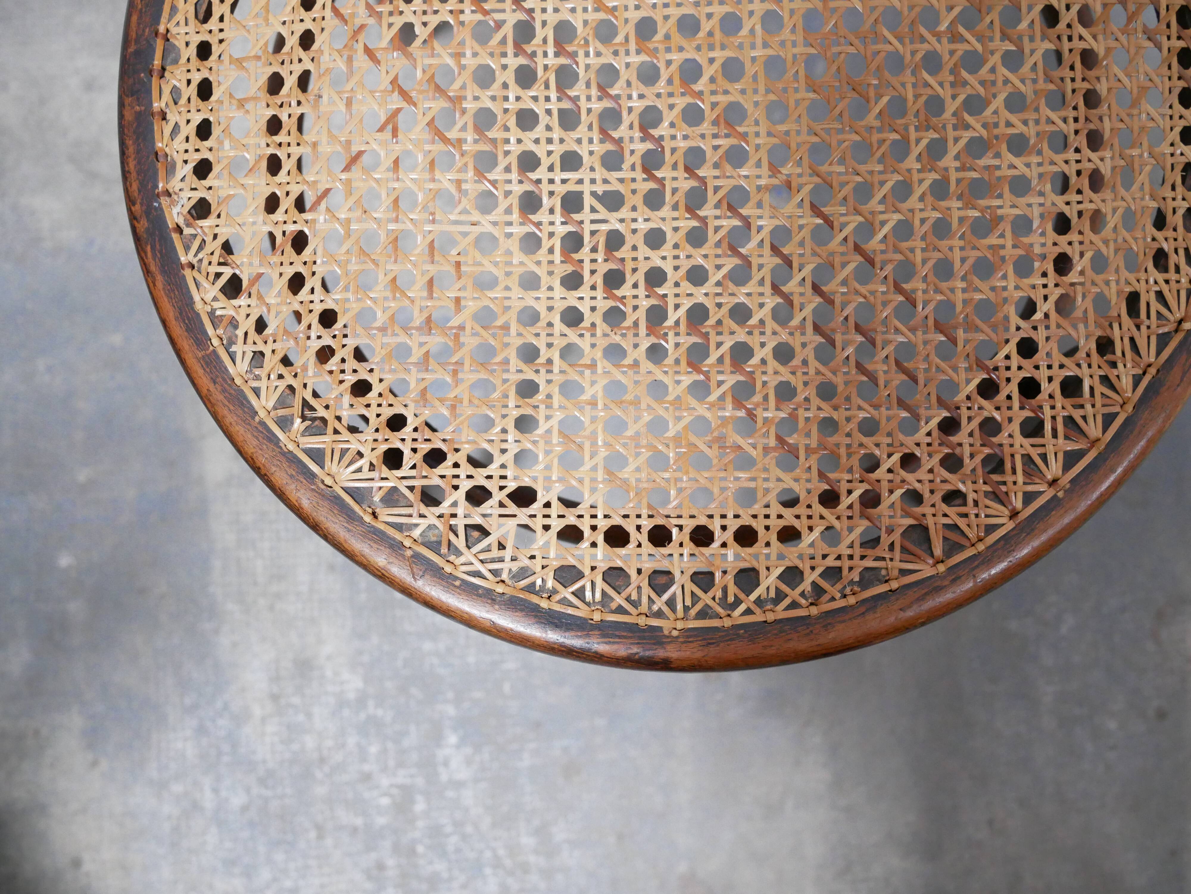 Old wooden cane bistro chair by Fischel editions