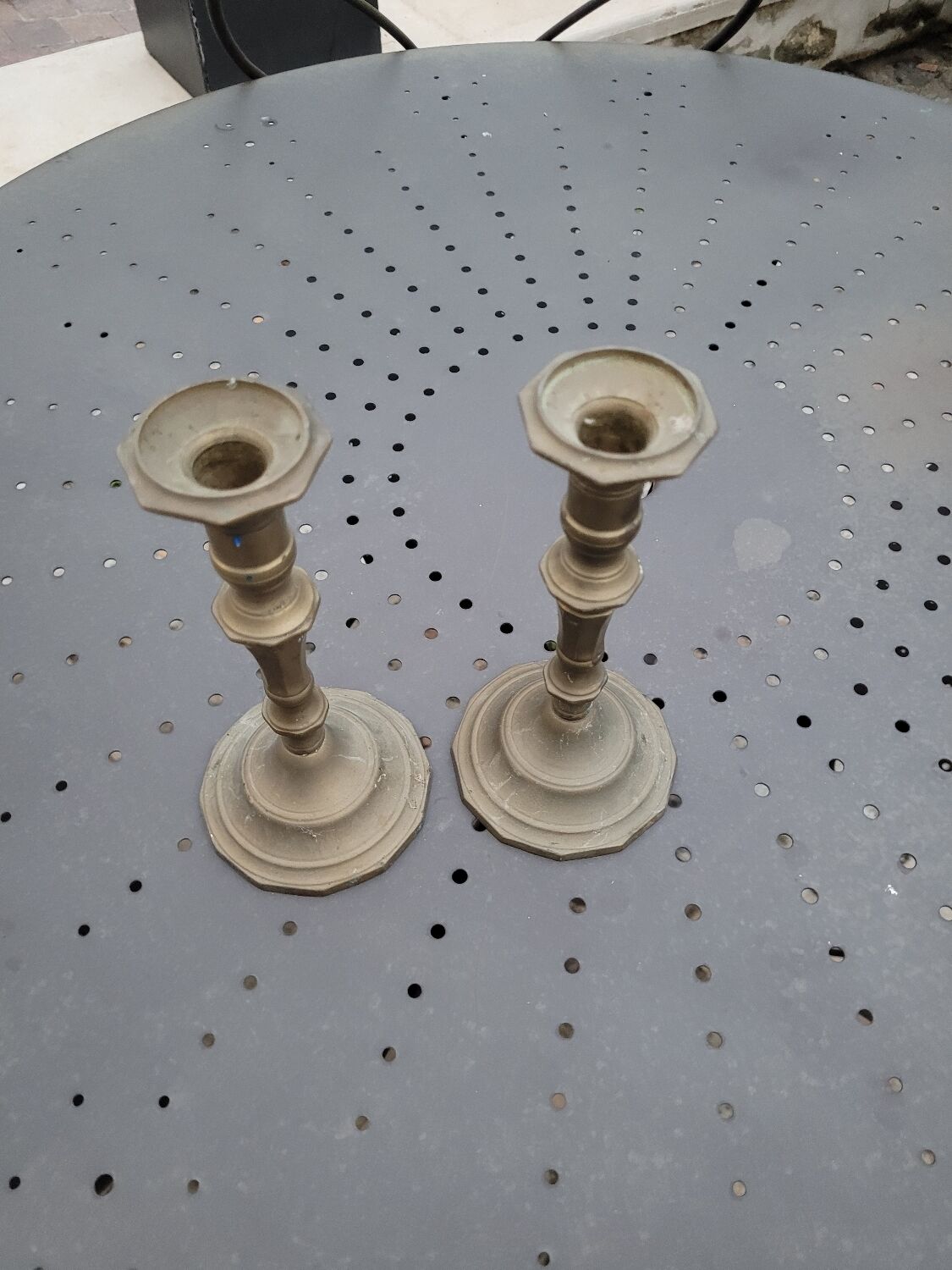 Pair of brass candlesticks