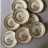 Flat plates iron earth hunting scene vieillard