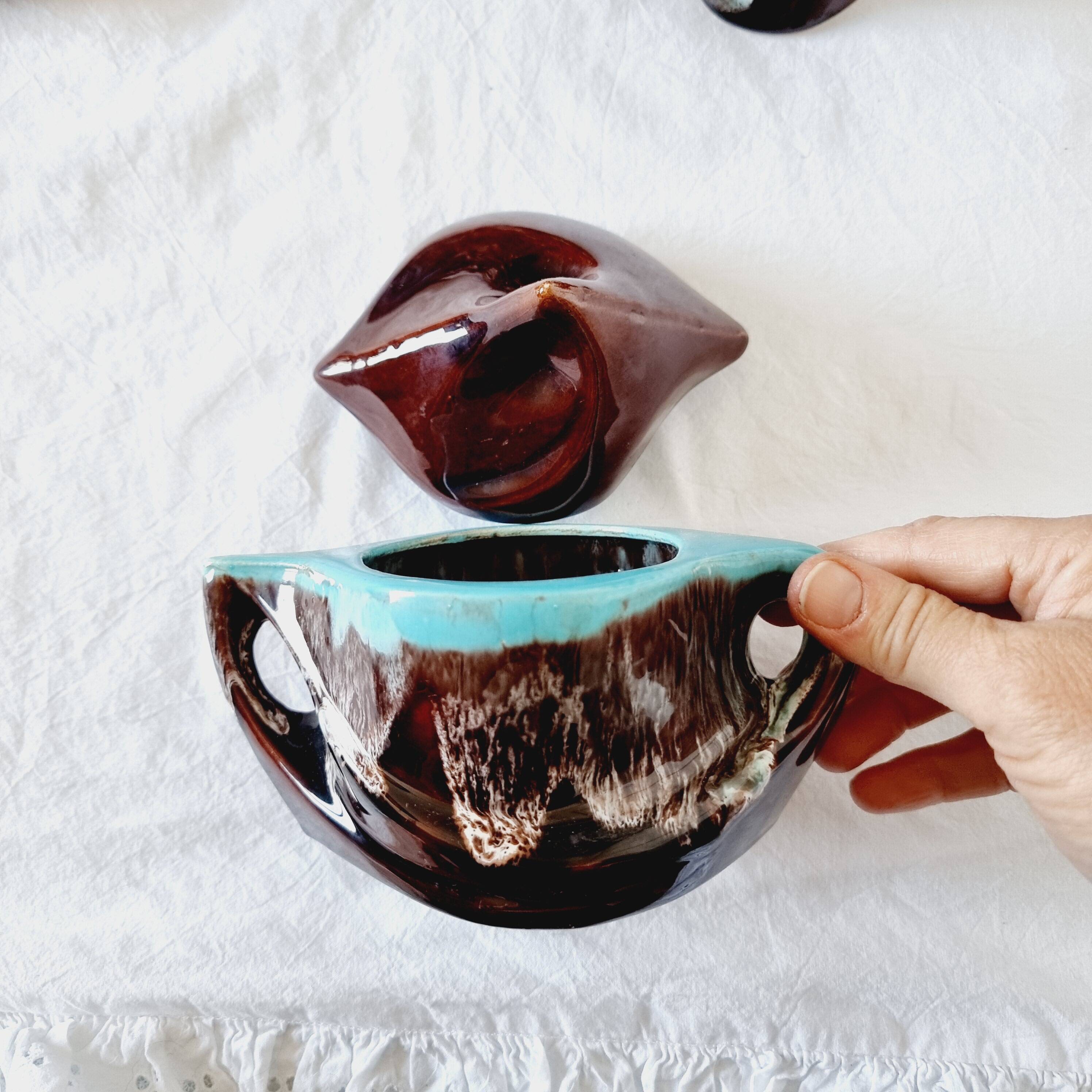 Impressionnant service à café français en céramique de Vallauris, design de style milieu du siècle