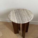 Tables basses gigognes travertin et chene massif