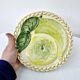 Vintage Ceramic Tarte Dish, Barbotine Lemon, 23 cm