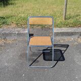 Folding chair in cane and chromed steel Vintage