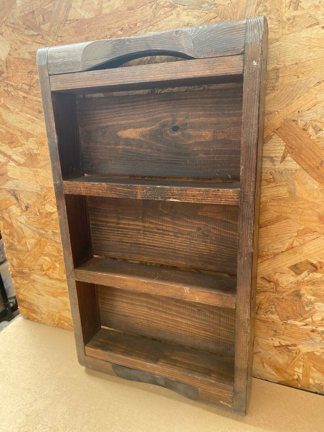 Antique 3 Compartment Wooden Hanging Spice Rack Vintage #B193