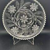 Plat en verre travaillé motif fleurs