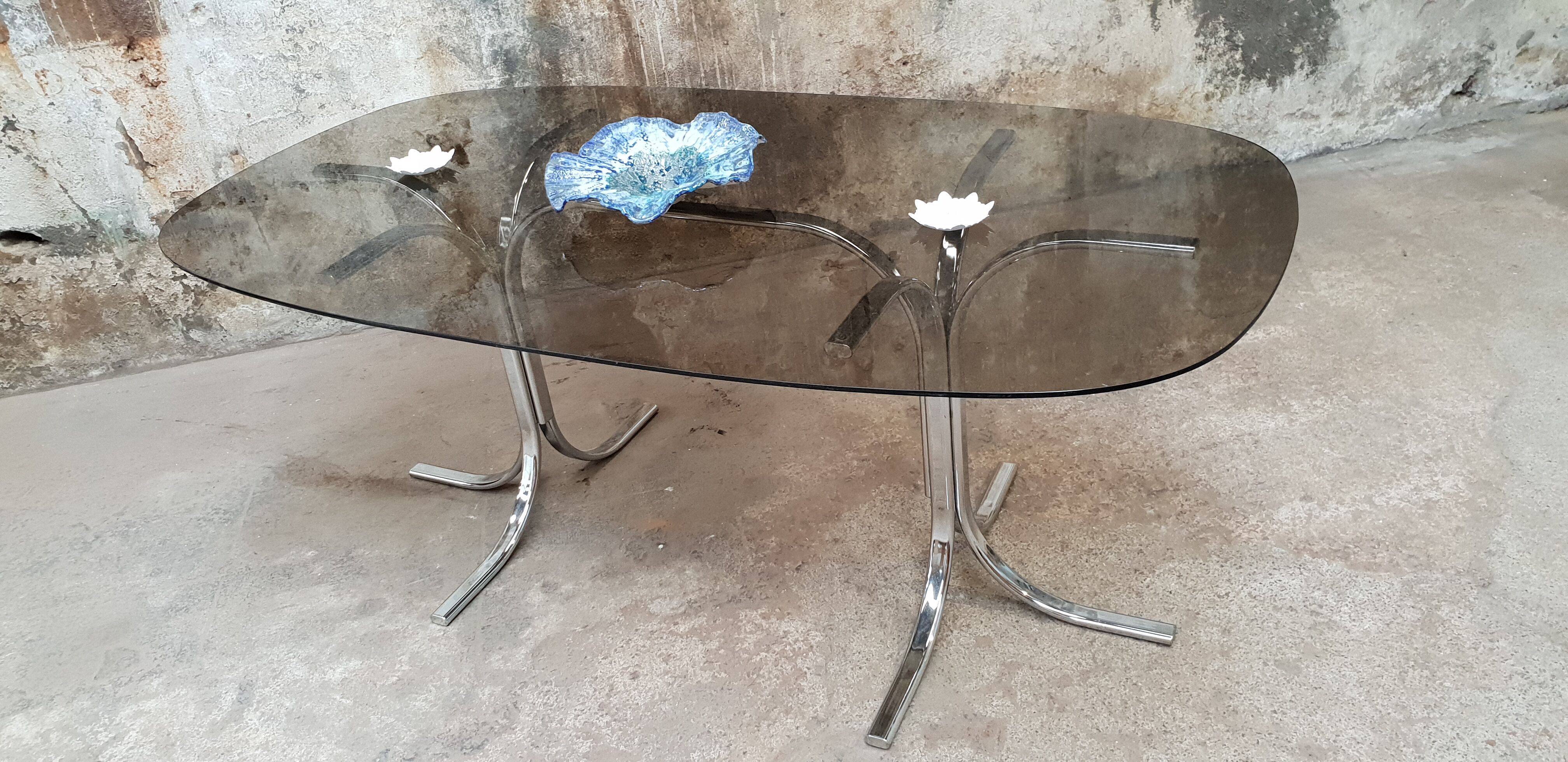 Table ovale en verre vintage