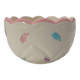 Vintage Fluted Ceramic Cache-Pot – Pastel Feather & Collar Decor