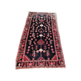 Persian wool gallery with red geometric decoration on blue background 132x254cm