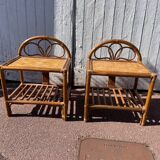 Pair of rattan/wicker bedside tables