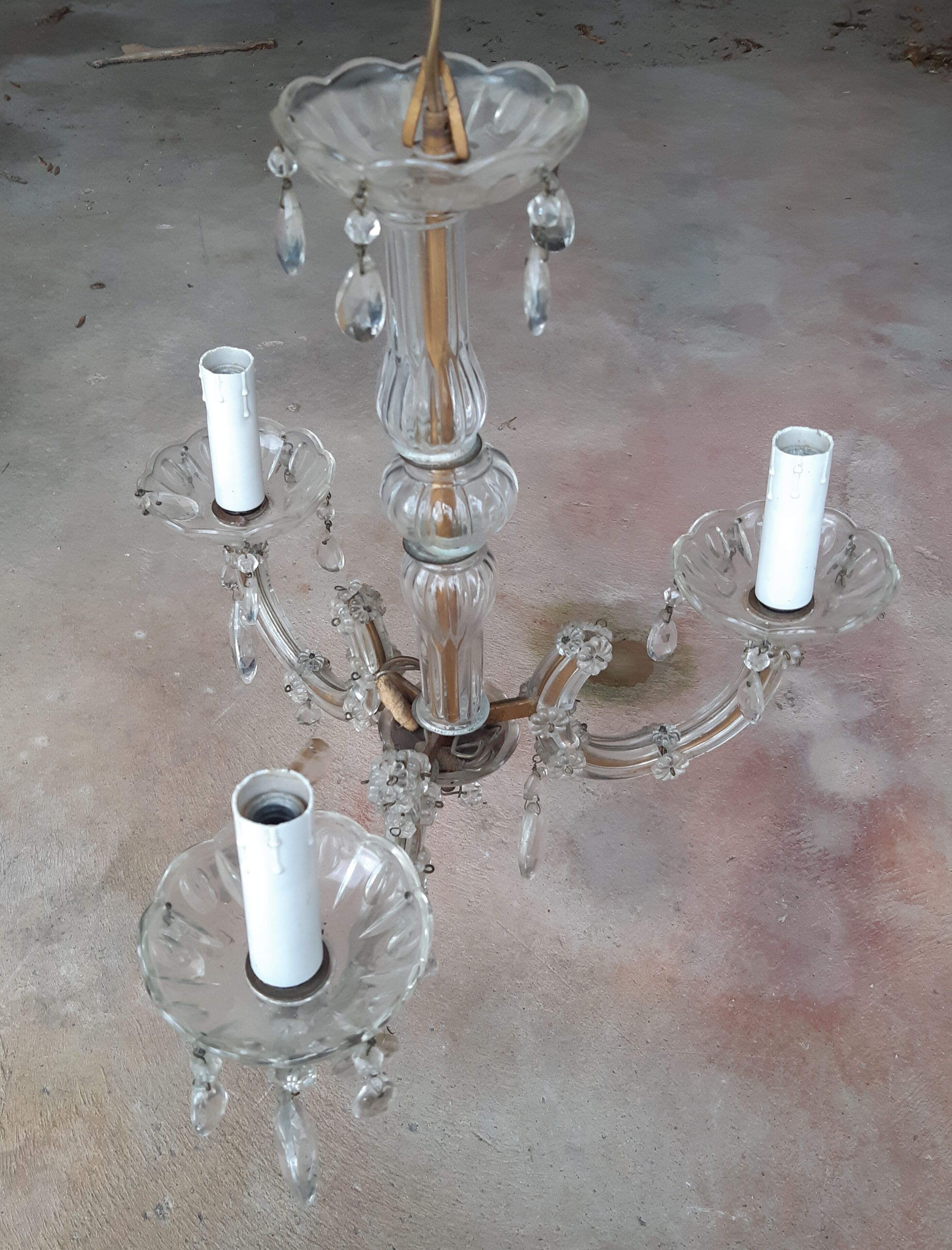 Glass tassel chandelier, 3 burners, 50