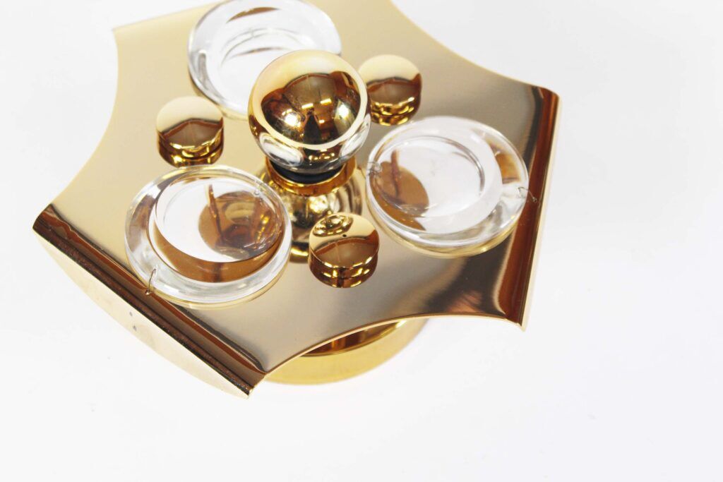 Polished brass and crystal glass wall lamp by Palwa, Germany 1960s