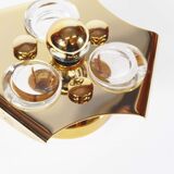 Polished brass and crystal glass wall lamp by Palwa, Germany 1960s