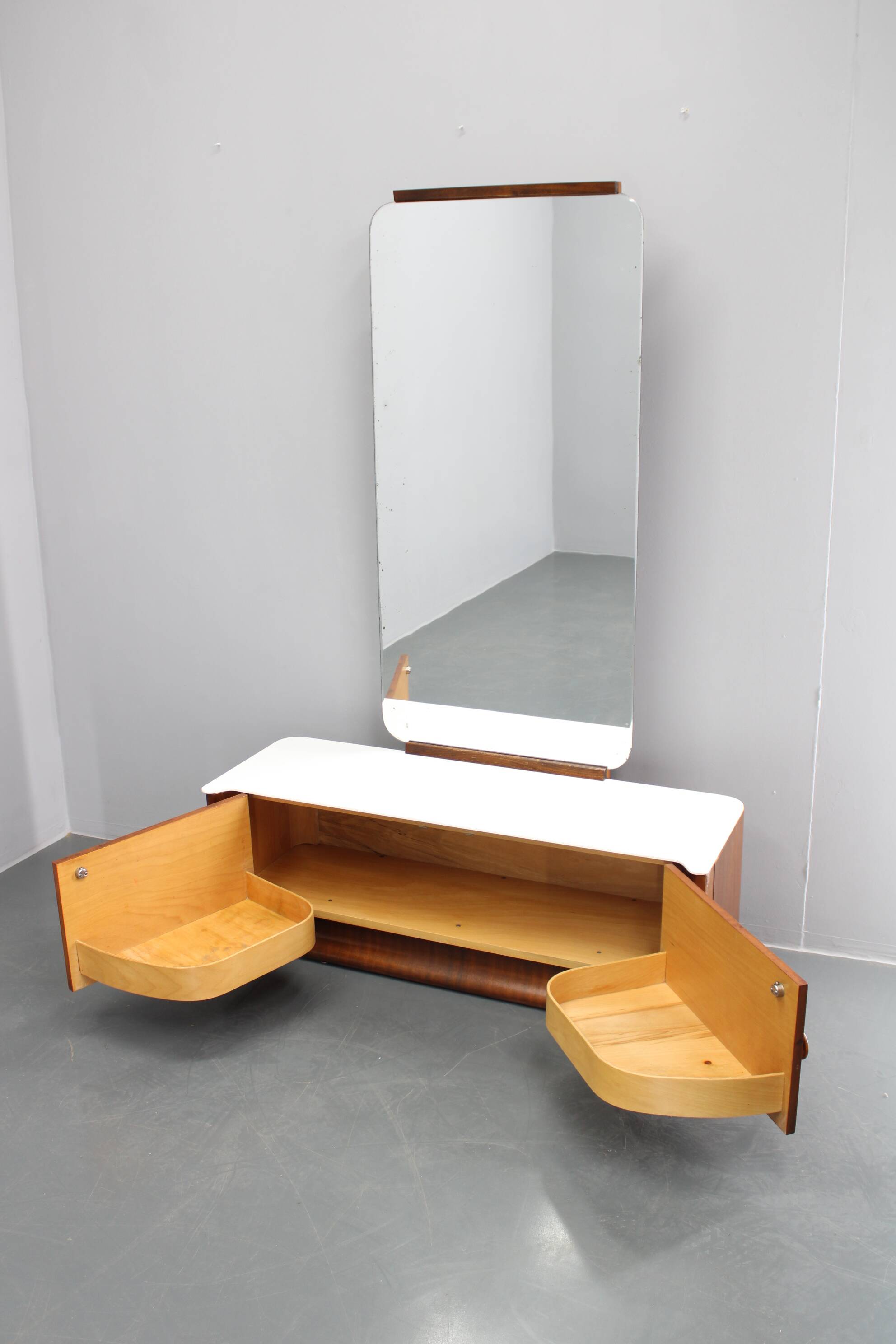 1940s Jindrich Halabala Mirror Cabinet ,Czechoslovakia