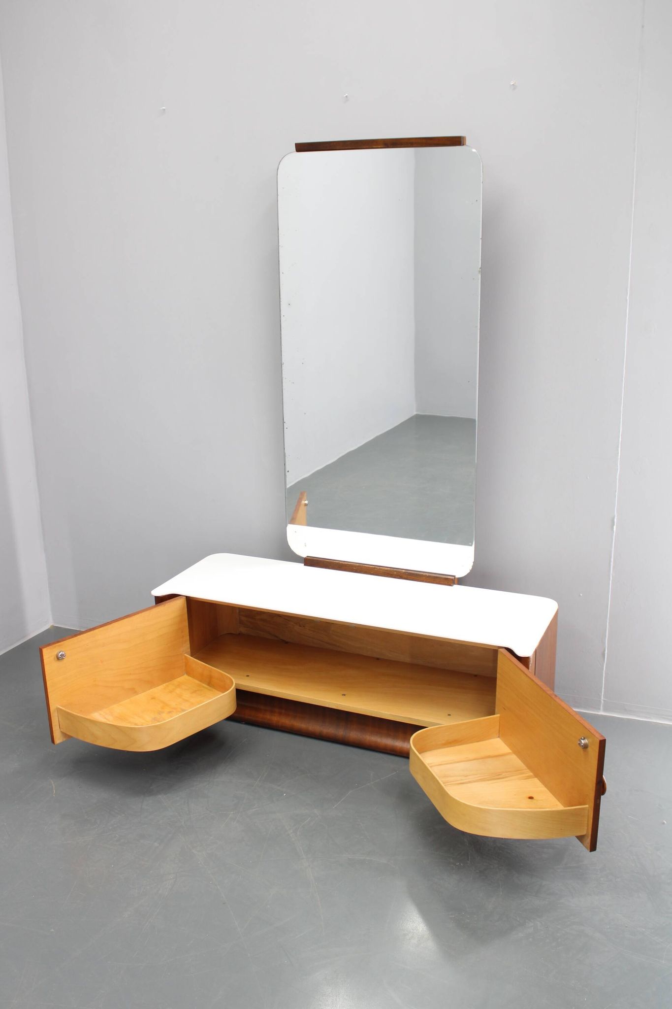 1940s Jindrich Halabala Mirror Cabinet ,Czechoslovakia
