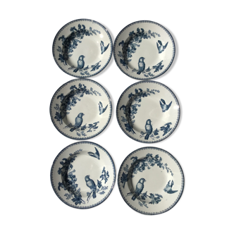 6 Longwy dark blue hollow plates