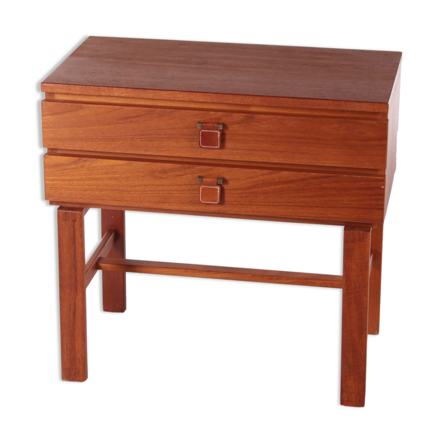 Vintage teak chest of drawers with leather handles by fröseke nybrofabrik, 1970s