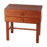 Vintage teak chest of drawers with leather handles by fröseke nybrofabrik, 1970s