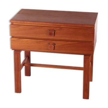 Commode vintage en teck avec poignées en cuir par Fröseke Nybrofabrik, années 1970