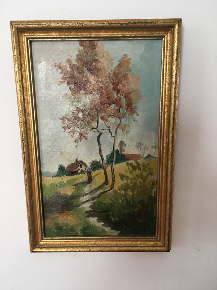 "In the Country" framed oil paintings