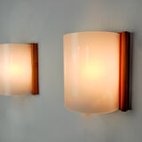 Pair of Mediterranean wall lamps, pine and methacrylate, 1980, Spain