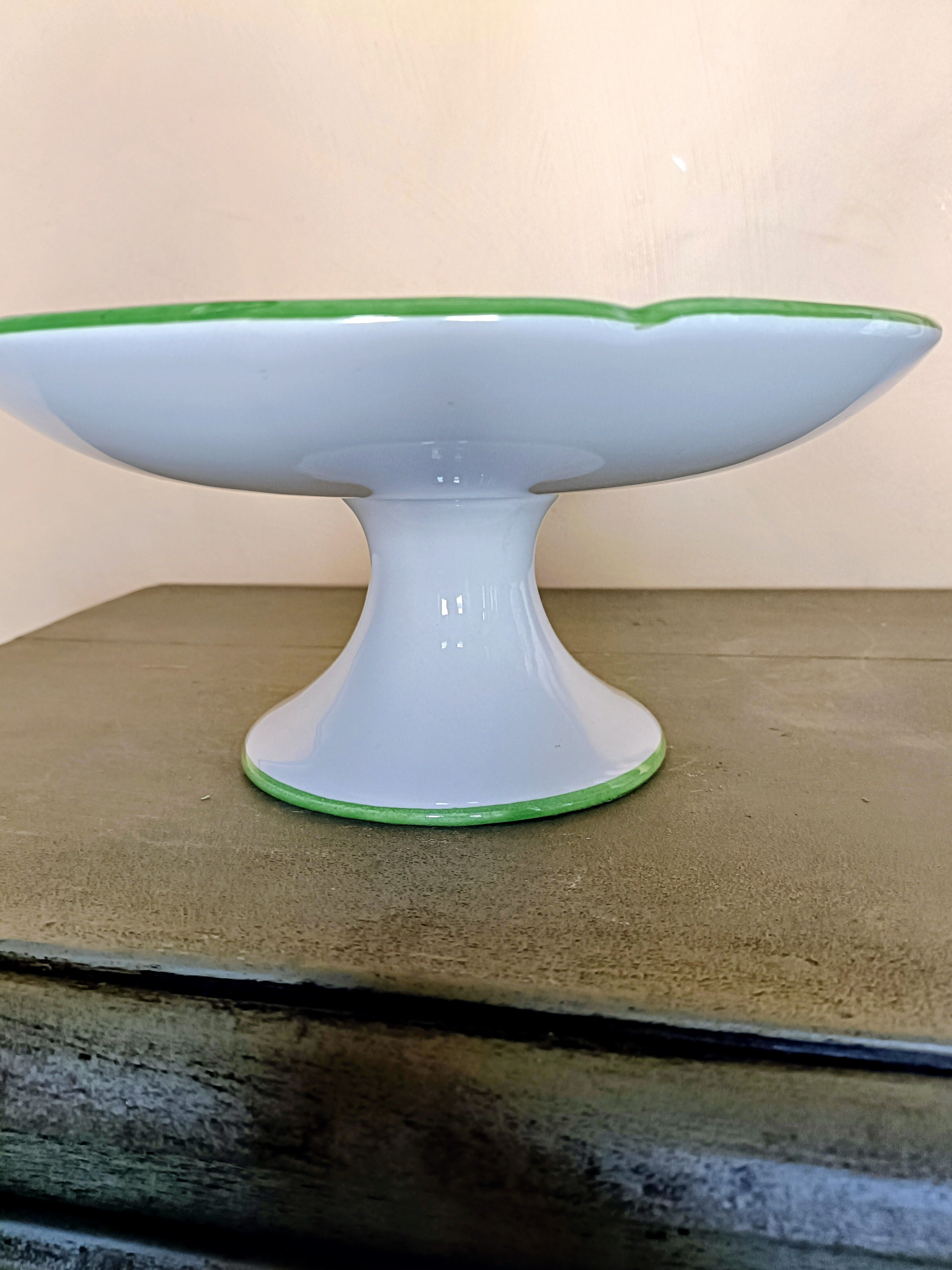 Mimosa decorated earthenware compote KG Lunéville