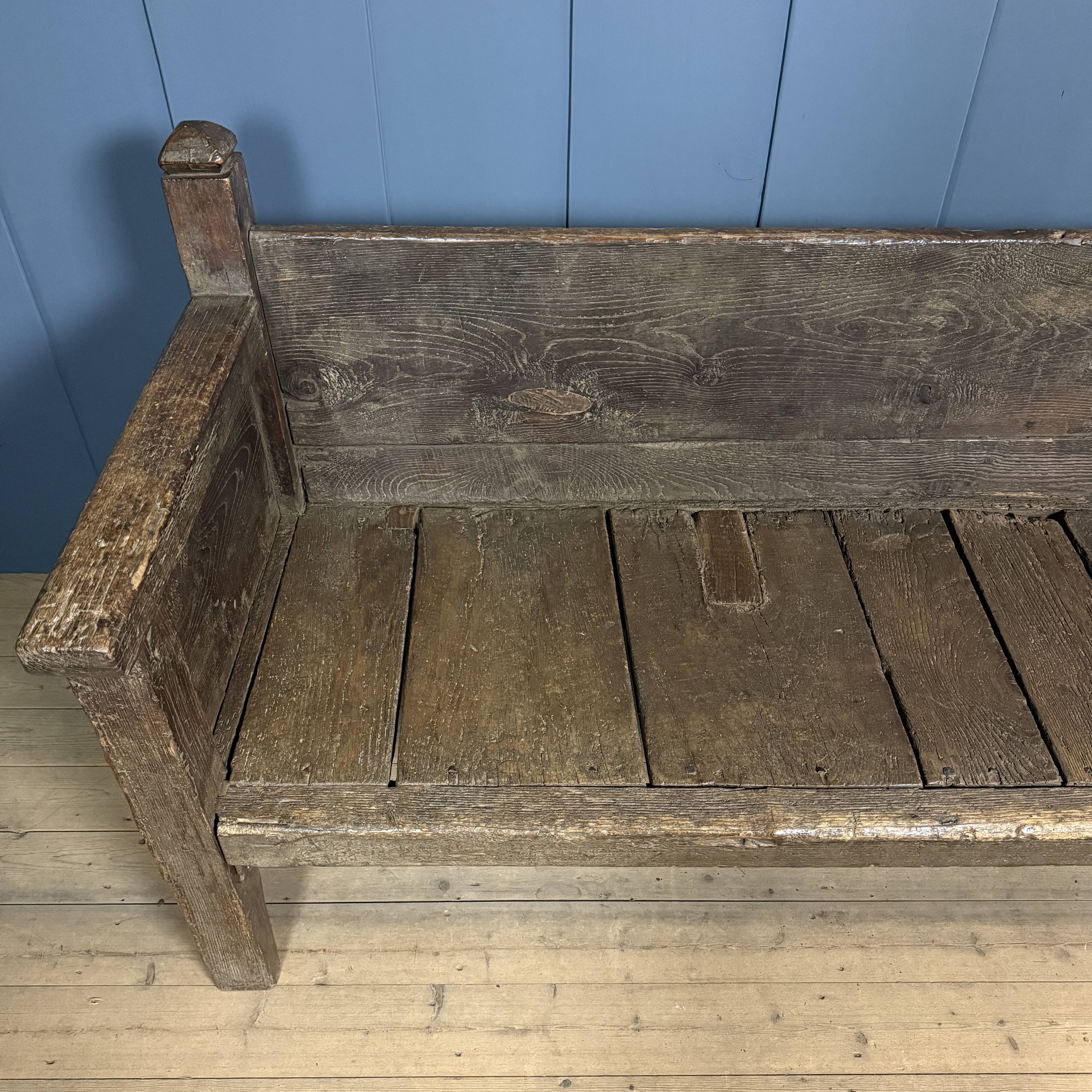 Antique Spanish chestnut wood bench from the 18th century