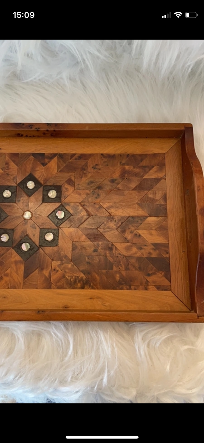 Marquetry and mother-of-pearl tray