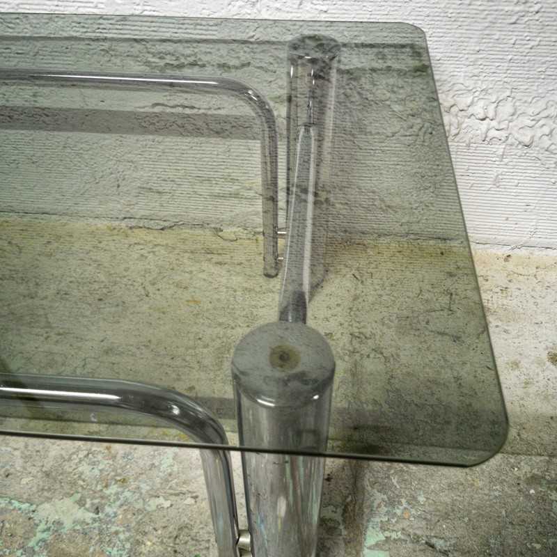 Vintage coffee table smoked glass tray